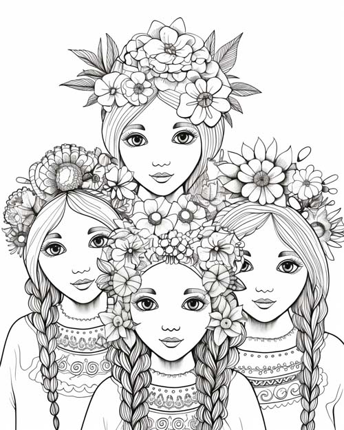 cute coloring page of Ukranian dancers