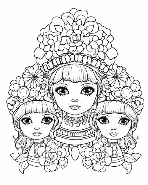 cute coloring page of Ukranian dancers