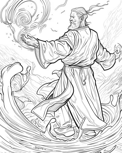 coloring page of the wizard Gwydion