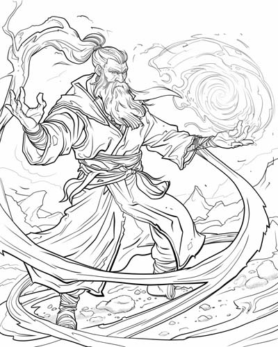 coloring page of Gwydion the wizard