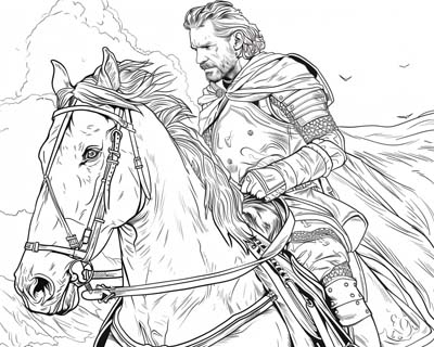 coloring page of Owain Glyndwr as a man