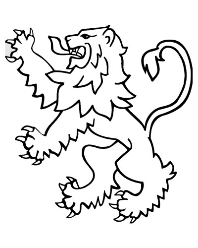 coloring page of a Heraldic Lion