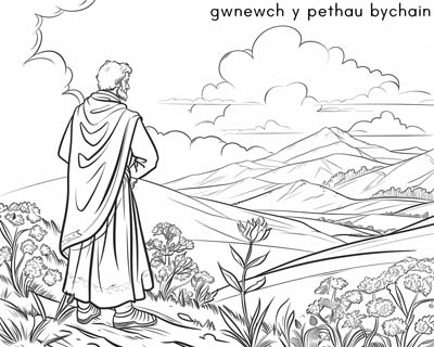 coloring page of gwnewch y pethau bychain