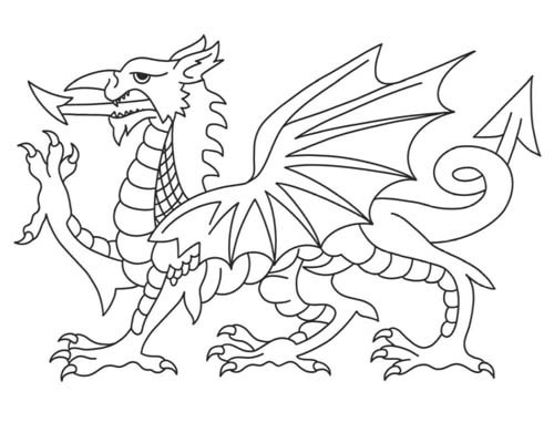 coloring page of the Y Ddraig Goch