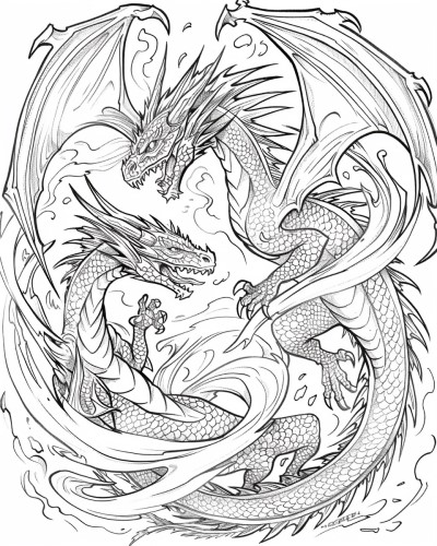 coloring page of the Welsh Dragon