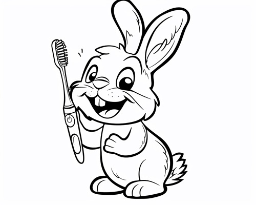 bunny toothbrush coloring page