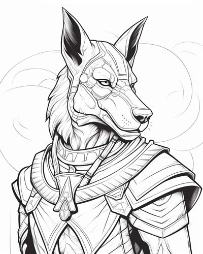 Egyptian jackal god coloring page