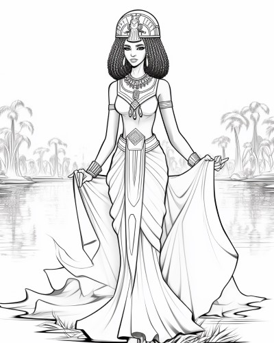 Anuket, goddess of the Nile, coloring page