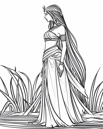 Anuket standing in the Nile coloring page