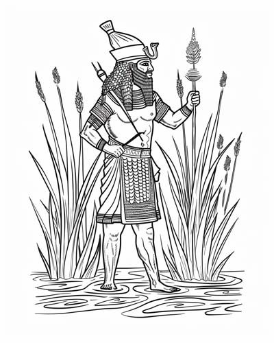 Hapi, god of the Nile, coloring page
