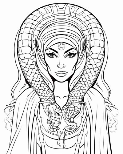 Renenutet, the Egyptian cobra goddess coloring page