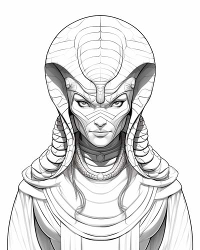 Renenutet, the Egyptian cobra goddess coloring page