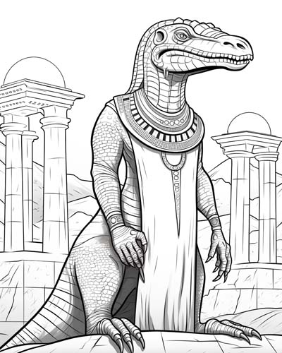 Sobek, the Egyptian crocodile god coloring page