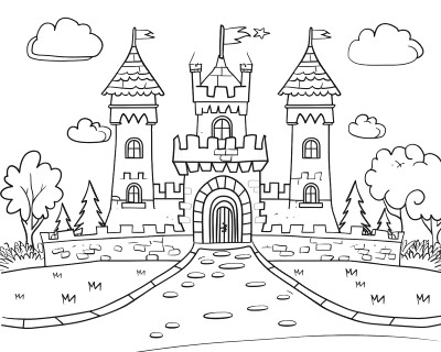 coloring page of King Arthur's castle Camelot