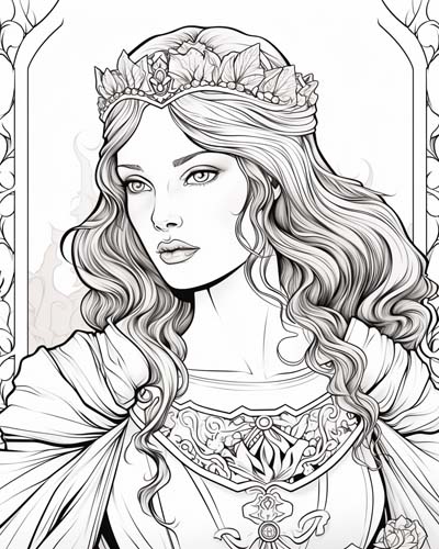 queen iseult coloring page