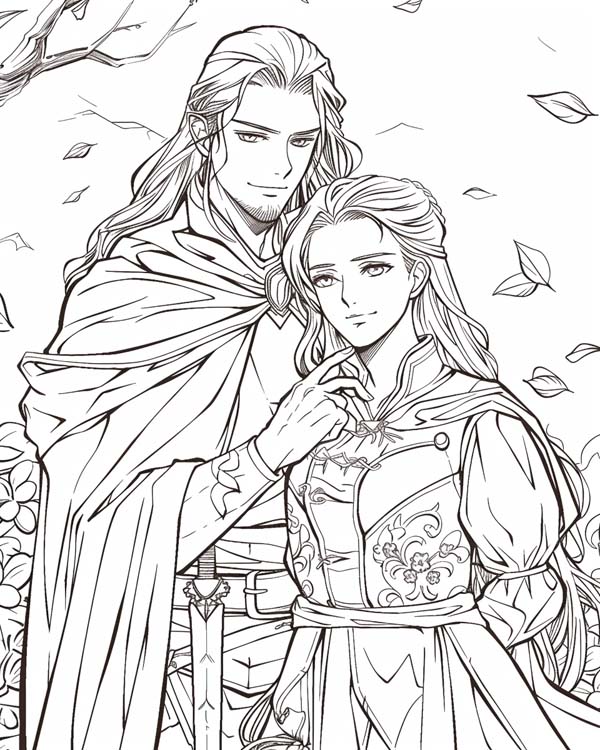 coloring page of a couple