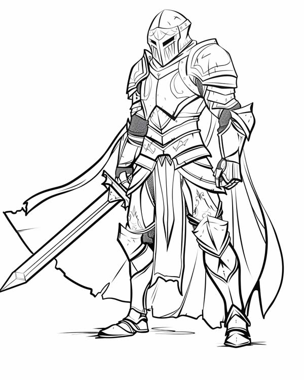 coloring page of a knight