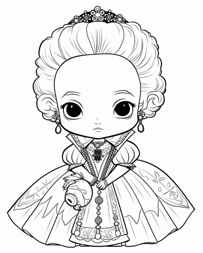 Queen Elizabeth I chibi coloring page