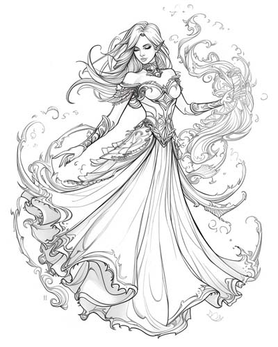 Elven Winter Queen coloring page