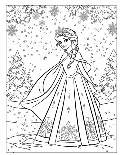 Winter Queen Elsa coloring page