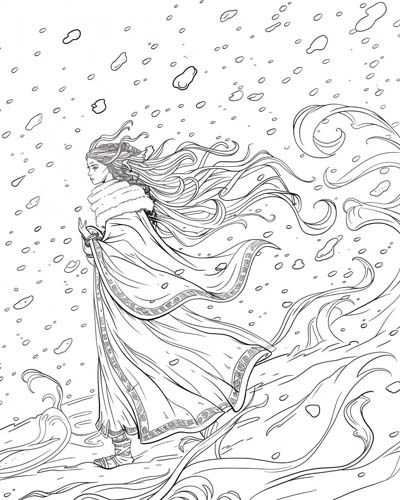 Yuki-onna coloring page