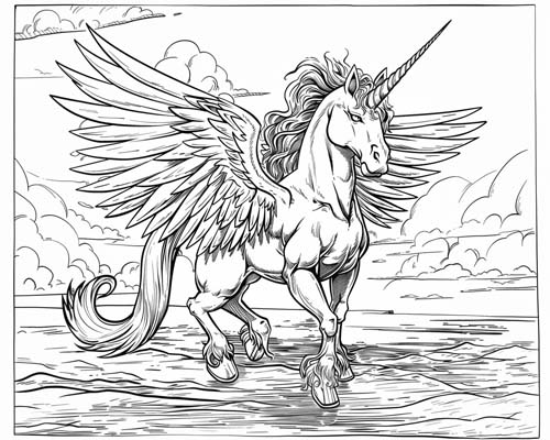 anime coloring page of an alicorn