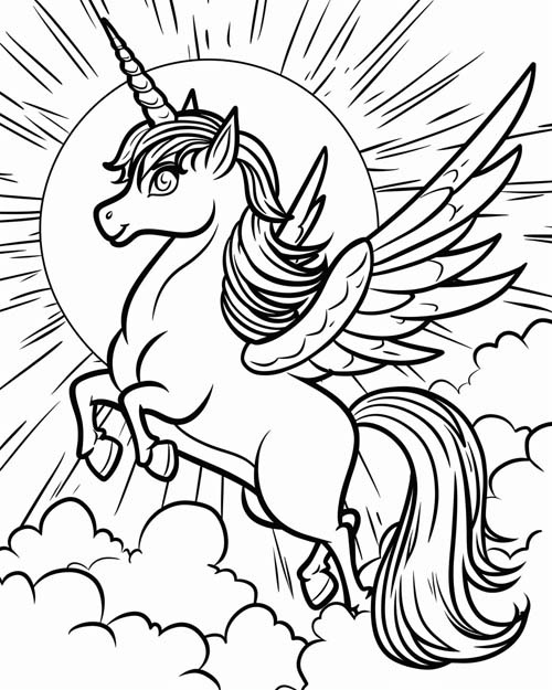 coloring page of a daylight alicorn