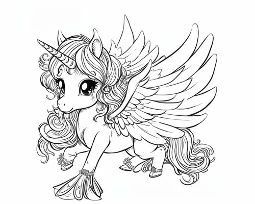 coloring page of an innocent alicorn