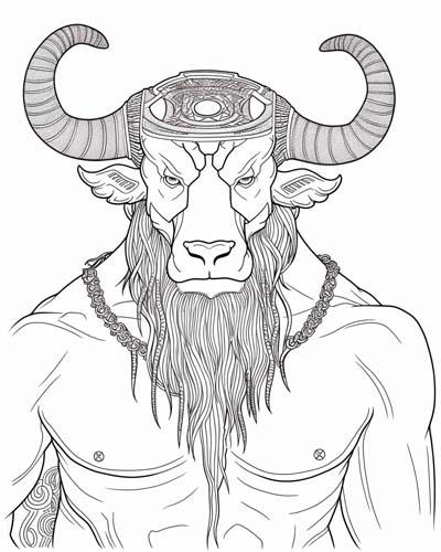 monsters and creatures - minotaur coloring page