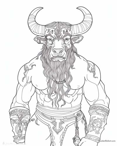 monsters and creatures - minotaur coloring page