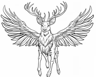 coloring page of a peryton