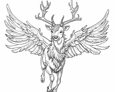 coloring page of a peryton