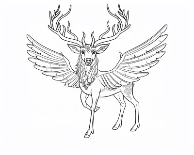 coloring page of a peryton