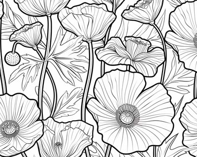 coloring page of poppies
