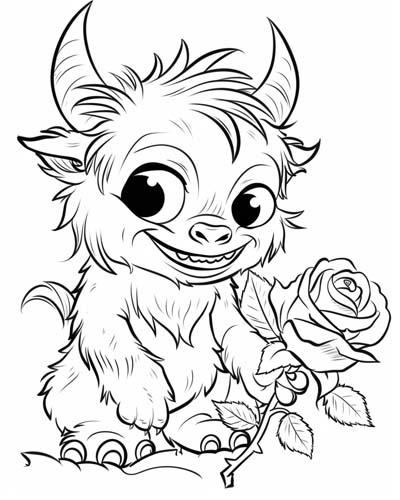 coloring page of a rose monster
