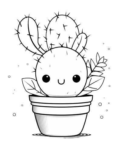 cartoon cactus coloring page