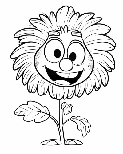 cartoon flower monster coloring page