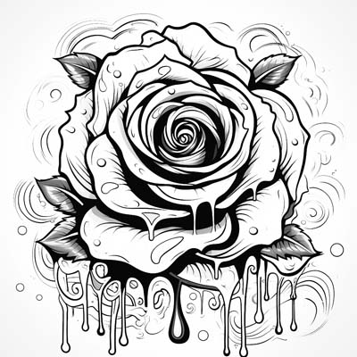 rose and rain coloring page