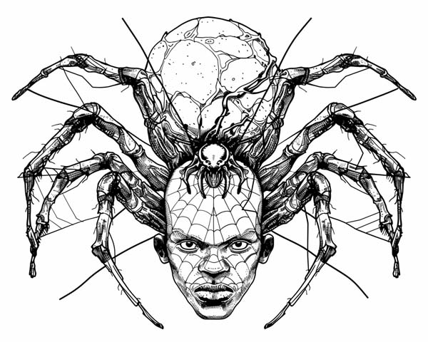 African folklore coloring page of Anansi