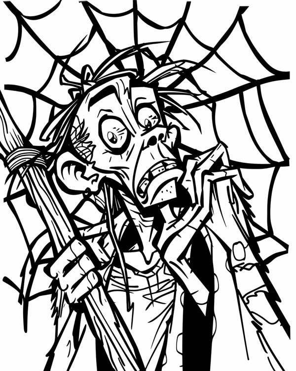 African folklore coloring page of Anansi is scared