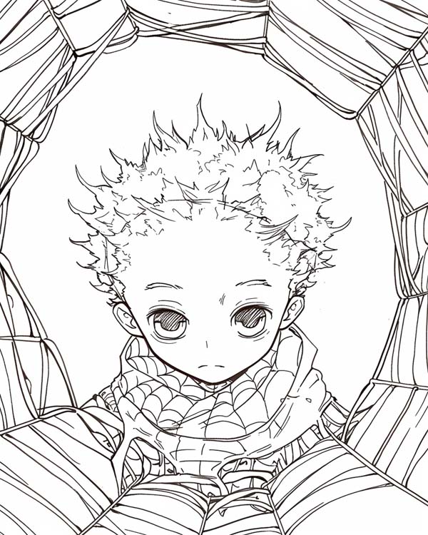 African folklore coloring page of Anansi, small and clever