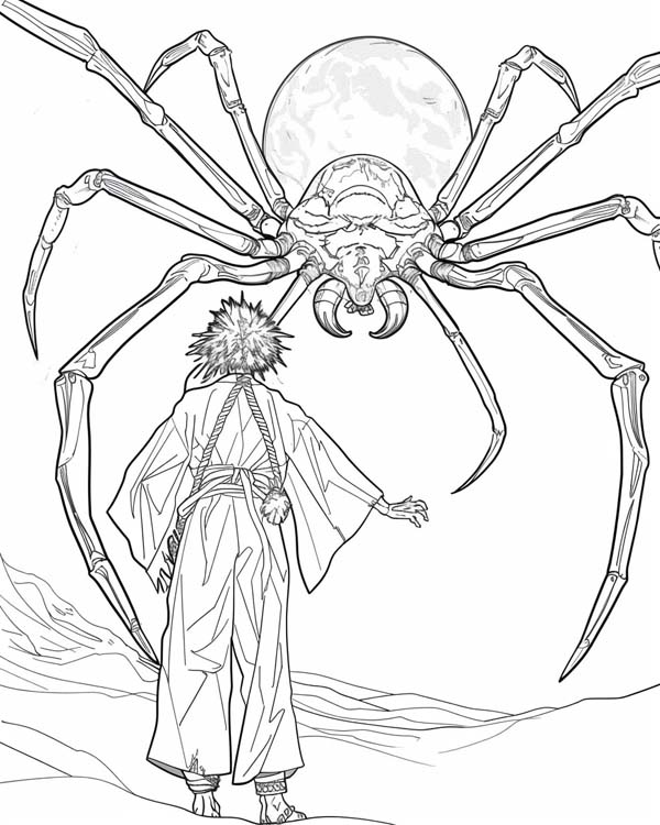 African folklore coloring page of Anansi, big and bold
