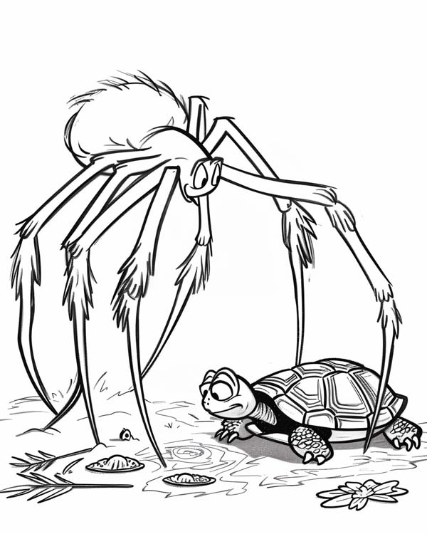 African folklore coloring page of Anansi and Turtle
