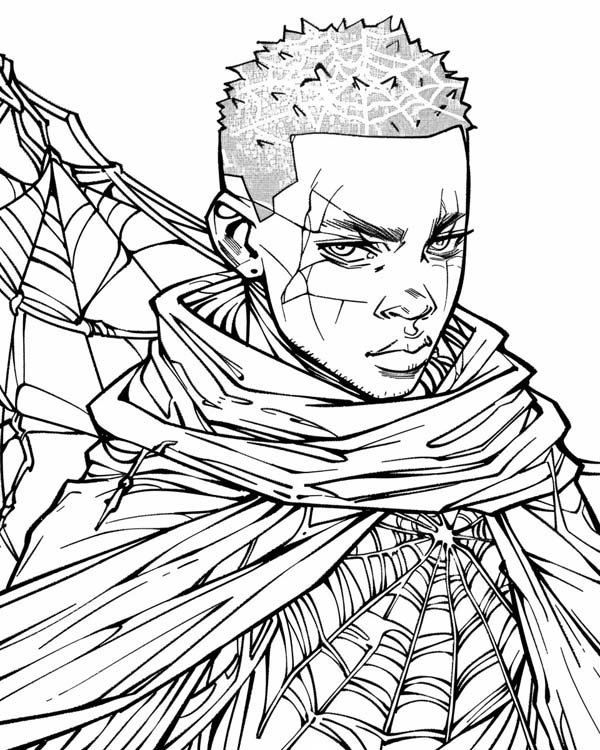 African folklore coloring page of Anansi the boy