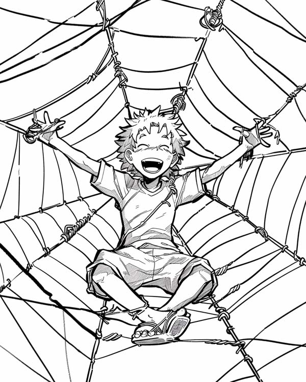African folklore coloring page of Anansi the boy