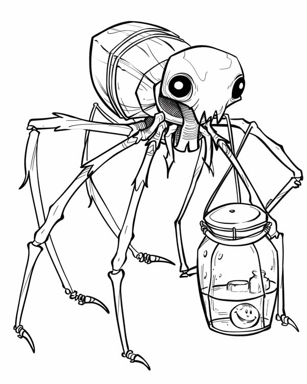 African folklore coloring page of Anansi and the pot of stories