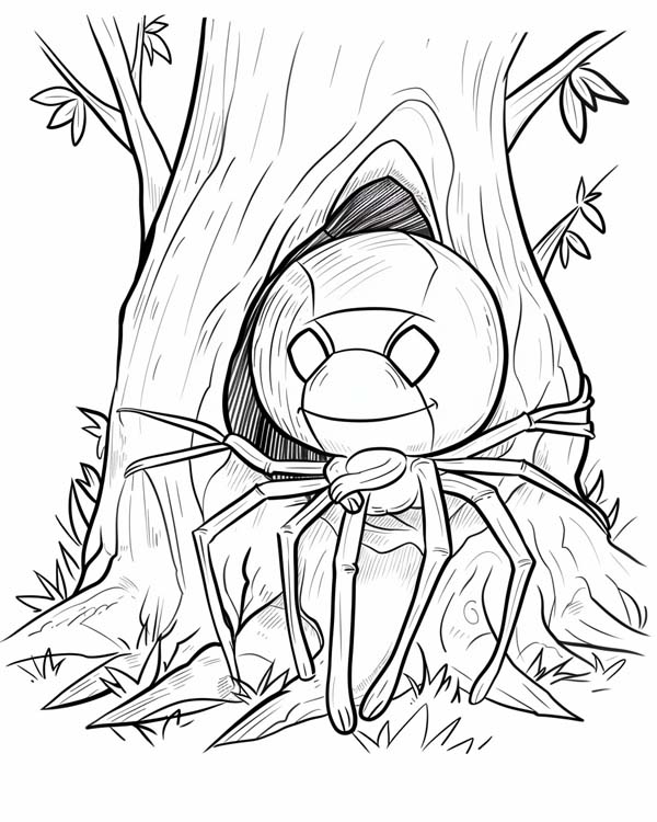 African folklore coloring page of Anansi the spider