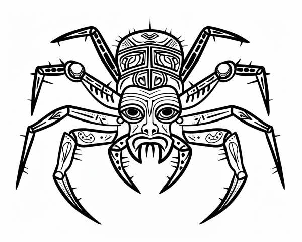 African folklore coloring page of Anansi the spider
