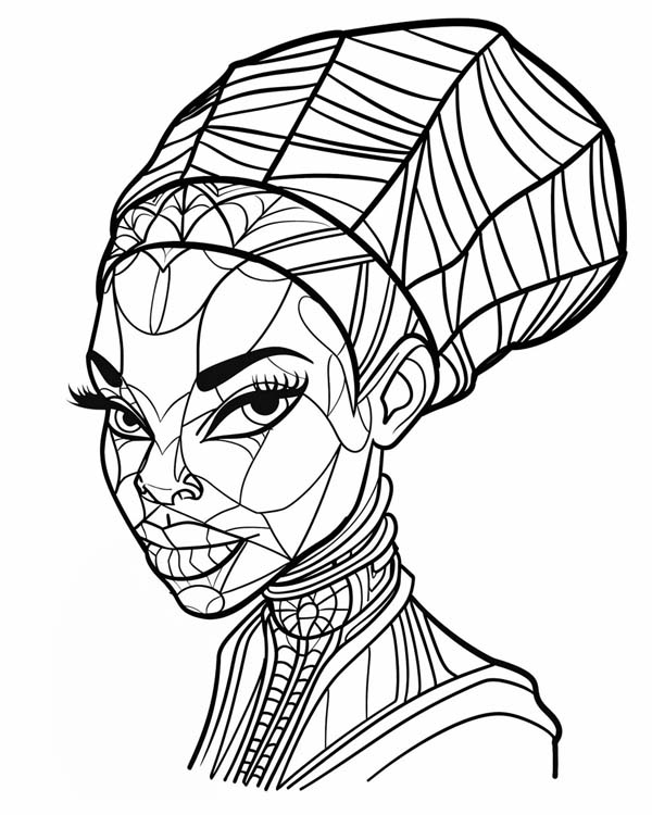 African folklore coloring page of Anansi's wife Aso