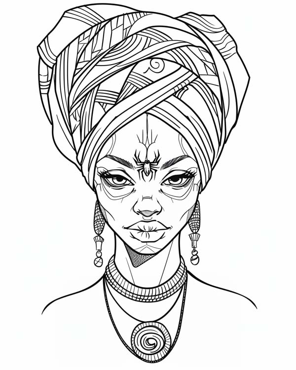 African folklore coloring page of Anansi's wife Aso